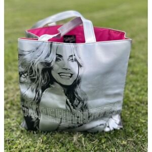 Victoria's Secret Tote Bag Womens Large Silver Supermodel Rhinestone Pink